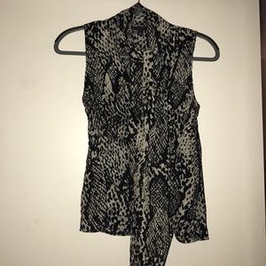 Ann Taylor Leopard Blouse with tie around neck